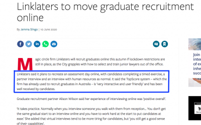 Our first news article feature: Linklaters move to online graduate recruitment using TopScore